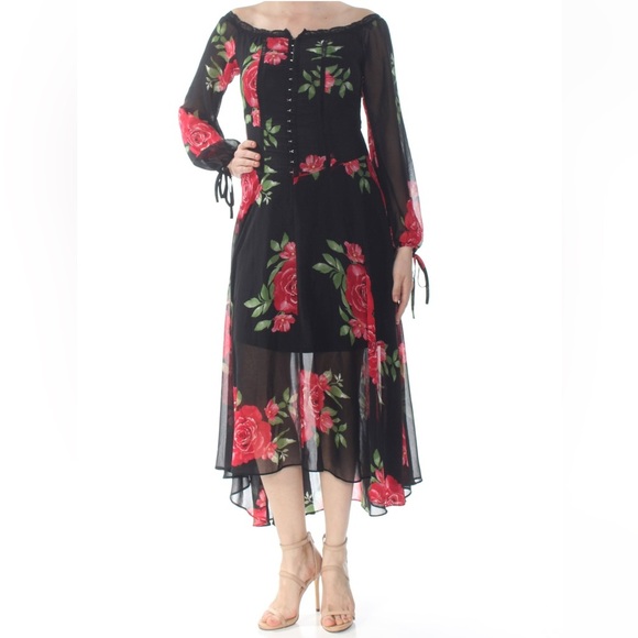 Disney Princess/Garcia Off-The-Shoulder Maxi Floral Dress Corset Floral SZ Small - Picture 4 of 8